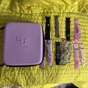 Lot of 11 Apple Watch Bands – Mixed Colors & Styles And Sizes With Case